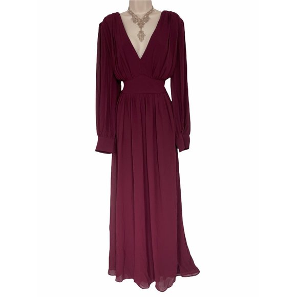 Fashion Nova Dresses & Skirts - Size 3X 22 24 SEXY BURGUNDY WINE CHIFFON GOWN Long Dress Christmas Holiday PLUS